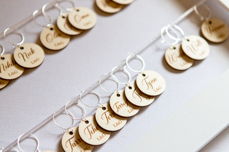 Shot of wedding reception dinner table decorationの写真素材