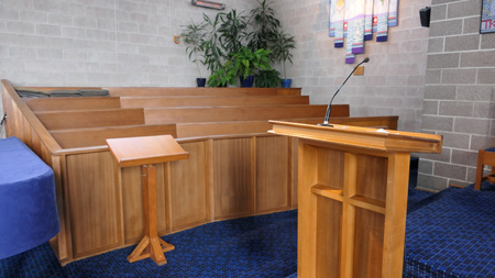 shot of religious chapel or funeral home for funeral serviceのeditorial素材