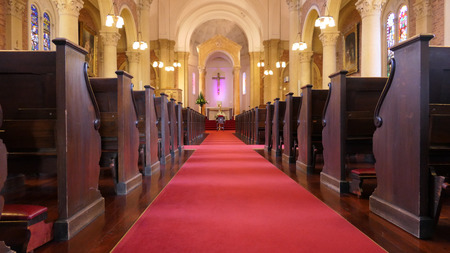 shot of religious chapel or funeral home for funeral serviceのeditorial素材