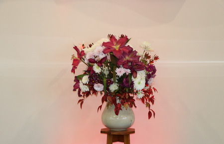 Shot of Flower and candle used for a funeralの写真素材
