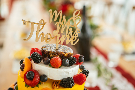 Shot of Wedding cake and decorationの写真素材