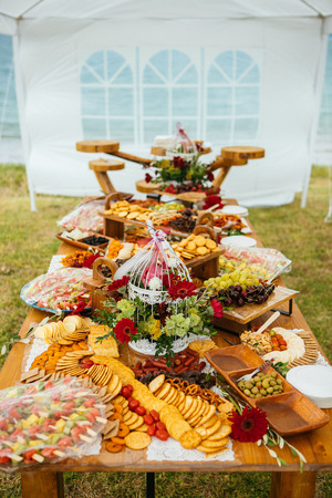 shot of delicious food served in a dinner or wedding reception
