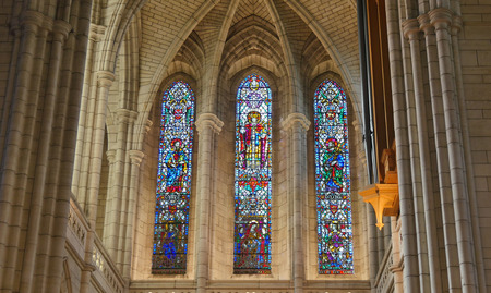 shot of religious christian or catholic chapel and altar for worshippersのeditorial素材