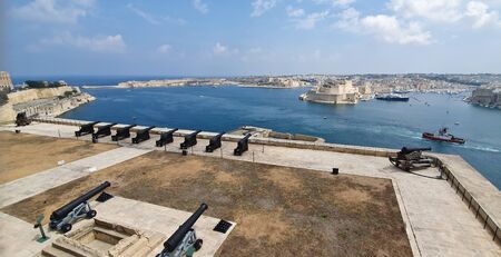 Malta, Oct 1st 2019,  the firing of cannon at the Saluting Battery at  Maltaのeditorial素材