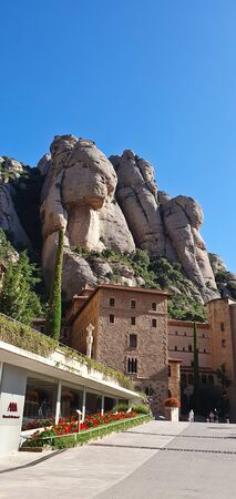 Spain, Barcelona, Oct 1st 2019, Exterior shot of Santa Maria de Montserratâ Abbeyのeditorial素材