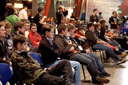 Auckland, New Zealand, 1st of Apr 2008,  gamers competing at the world cyber game Esport at vodafone...