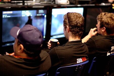 Auckland, New Zealand, 1st of Apr 2008,  gamers competing at the world cyber game Esport at vodafone...