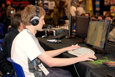 Auckland, New Zealand, 1st of Apr 2008,  gamers competing at the world cyber game Esport at vodafone event centreのeditorial素材