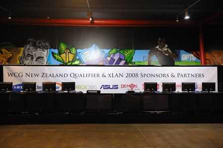 Auckland, New Zealand, 1st of Apr 2008,  gamers competing at the world cyber game Esport at vodafone event centreのeditorial素材