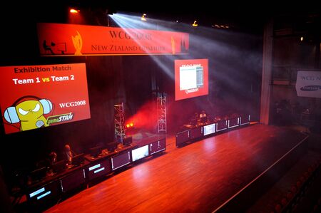 Auckland, New Zealand, 1st of Apr 2008,  gamers competing at the world cyber game Esport at vodafone event centreのeditorial素材