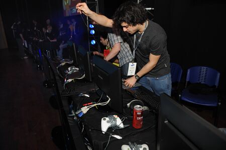 Auckland, New Zealand, 1st of Apr 2008,  gamers competing at the world cyber game Esport at vodafone...