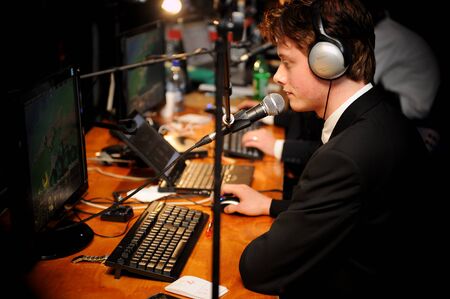 Auckland, New Zealand, 1st of Apr 2008,  gamers competing at the world cyber game Esport at vodafone event centreのeditorial素材