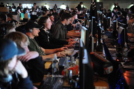 Auckland, New Zealand, 1st of Apr 2008,  gamers competing at the world cyber game Esport at vodafone event centreのeditorial素材