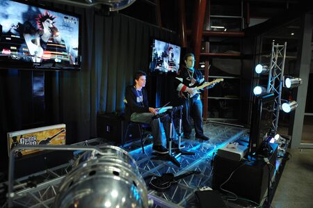 Auckland, New Zealand, 1st of Apr 2008,  gamers competing at the world cyber game Esport at vodafone event centreのeditorial素材