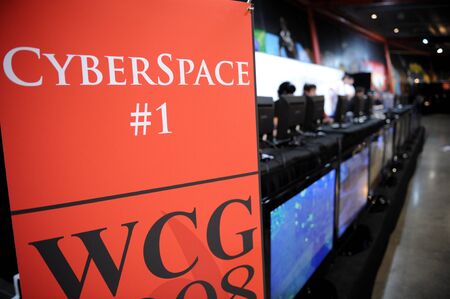 Auckland, New Zealand, 1st of Apr 2008,  gamers competing at the world cyber game Esport at vodafone event centreのeditorial素材