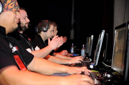 Auckland, New Zealand, 1st of Apr 2008,  gamers competing at the world cyber game Esport at vodafone event centreのeditorial素材