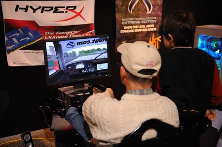 Auckland, New Zealand, 1st of Apr 2008, showcase of computers, awards, sponsors and gamers competing...