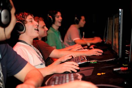 Auckland, New Zealand, 1st of Apr 2008,  gamers competing at the world cyber game Esport at vodafone...