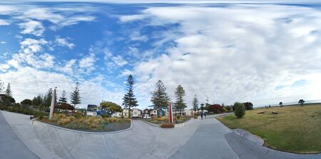 Napier, New Zealand, 1st of Jan 2020, view along the beach & the town centre of Napier in New Zealandのeditorial素材