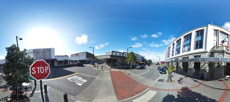 Napier, New Zealand, 1st of Jan 2020, view along the beach & the town centre of Napier in New...