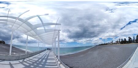 Napier, New Zealand, 1st of Jan 2020, view along the beach & the town centre of Napier in New Zealandのeditorial素材