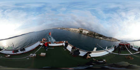 Istanbul, Turkey, 2nd of Feb 2020, tourists on a private bosphorus cruise in Istanbul, Turkey