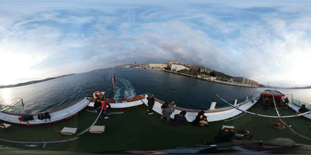 Istanbul, Turkey, 2nd of Feb 2020, tourists on a private bosphorus cruise in Istanbul, Turkey