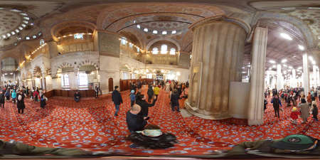 Istanbul, Turkey, 2nd of Feb 2020, tourists at blue mosque with 6 minarets in Istanbul, Turkey