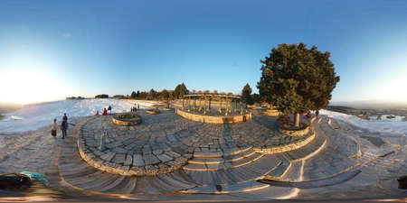 Pamukkale, Turkey, 2nd of Feb 2020, white lime cascades formed by hot mineral springs at Pamukkale, Turkeyのeditorial素材