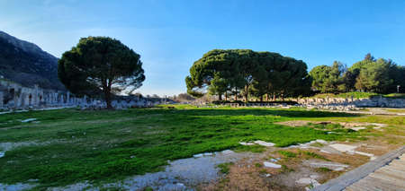 Ephesus, Turkey, 2nd of Feb 2020, Arcadian way, Library of Celsus and amphitheatre at  Ephesus,...