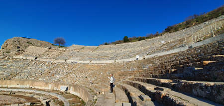 Ephesus, Turkey, 2nd of Feb 2020, Arcadian way, Library of Celsus and amphitheatre at  Ephesus,...
