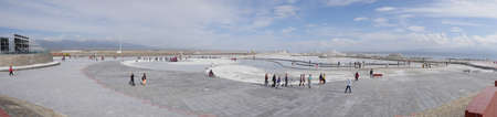 LanZhou, China, 1st of Jan 2020, wide angle scenic shot of China Chaka salt lake which is a major...