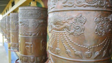 LanZhou, China, 1st of Jan 2020, tibetan monument and religious blessing found inside the China Chaka salt lakeのeditorial素材