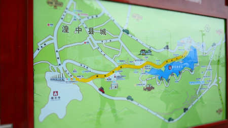 LanZhou, China, 1st of Jan 2020, paintings, calligraphy and helpful maps and directories found in China Tibetan Kumbum Monasteryのeditorial素材