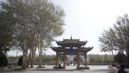 Dunhuang, China, 1st of Jan 2020,  shot of the Thousand Buddha Grottoes or Mogao caves in China