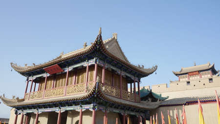 JiaYu, China, 1st of Jan 2020,  ancient castle, building and fortress found in Jiayu Guan, the...