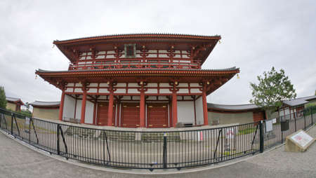 Nara, Japan, 1st Jan 2020, inside the Nara palace area showing wooden structure, shrine and cycling...