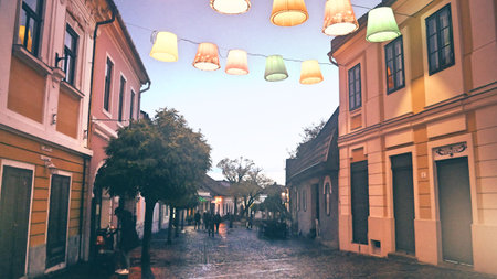 Street in the old town of Bratislava, Slovakia.の写真素材