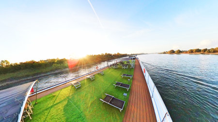 View from the deck of a cruise ship on the Nile river.