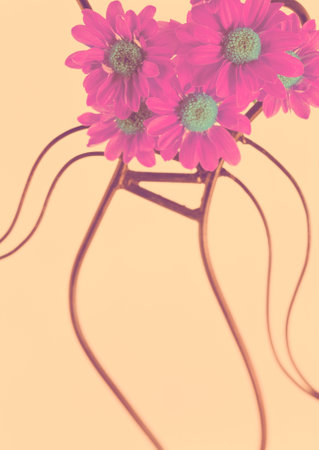Vintage gerbera flowers in vase with filter effect retro vintage styleの写真素材
