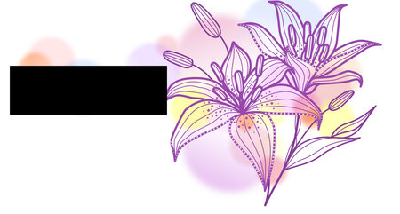 Lily flower on a background of watercolor spots. Vector illustration.の写真素材