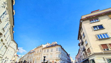 Street view of old buildings in Prague, Czech Republicのeditorial素材