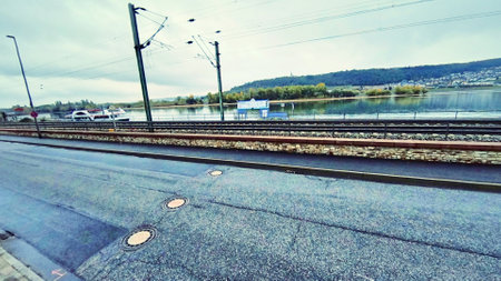 Germany, 1st of Jan 2024 Rhine River view from Rudesheim Historical old townのeditorial素材