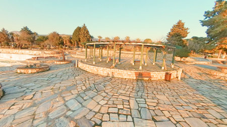 historical Ruins of the ancient city of Hierapolis, Pamukkale, Turkeyの写真素材