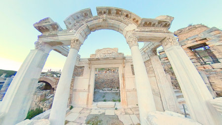 Temple of Hadrain in the ancient Turkey city found at the Ephesus Archaeological Siteの写真素材