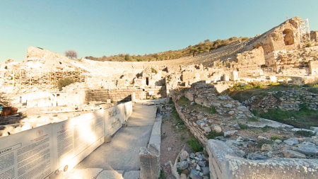 Ancient Greek amphitheatre found at the Ephesus Archaeological Site in Turkeyの写真素材