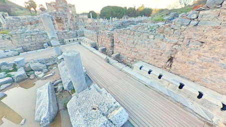 ancient public toilet seats found at the Turkey Ephesus Archaeological Site