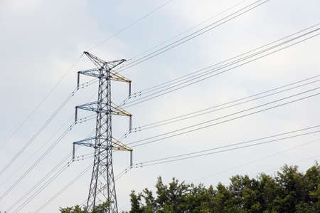 Power lines and steel tower
