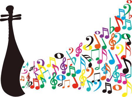 Musical instruments and music notesのイラスト素材