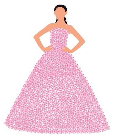 Girl in floral skirtのイラスト素材